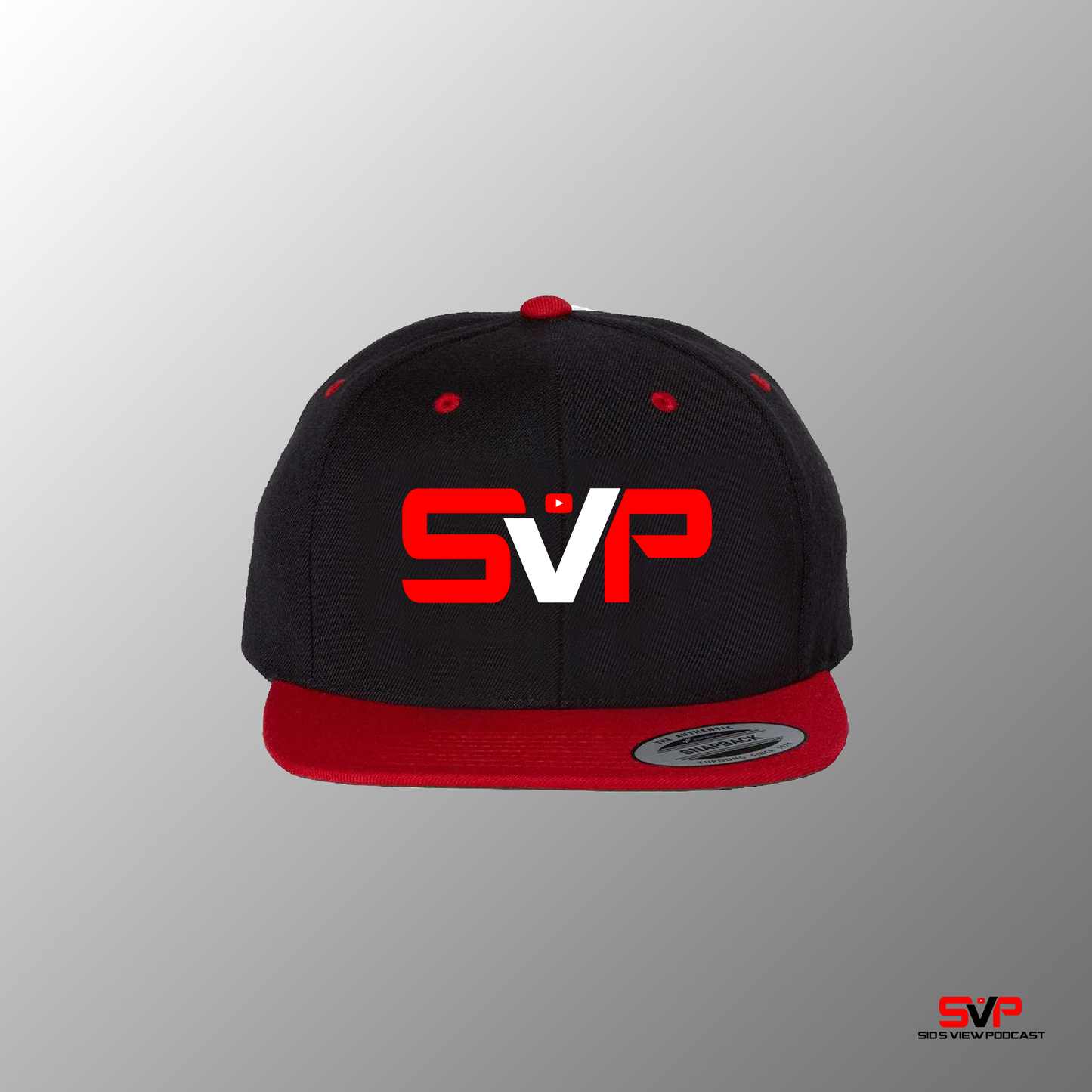 SVP Gaming Logo Flat Brim Snapback Hat - BLACK/RED