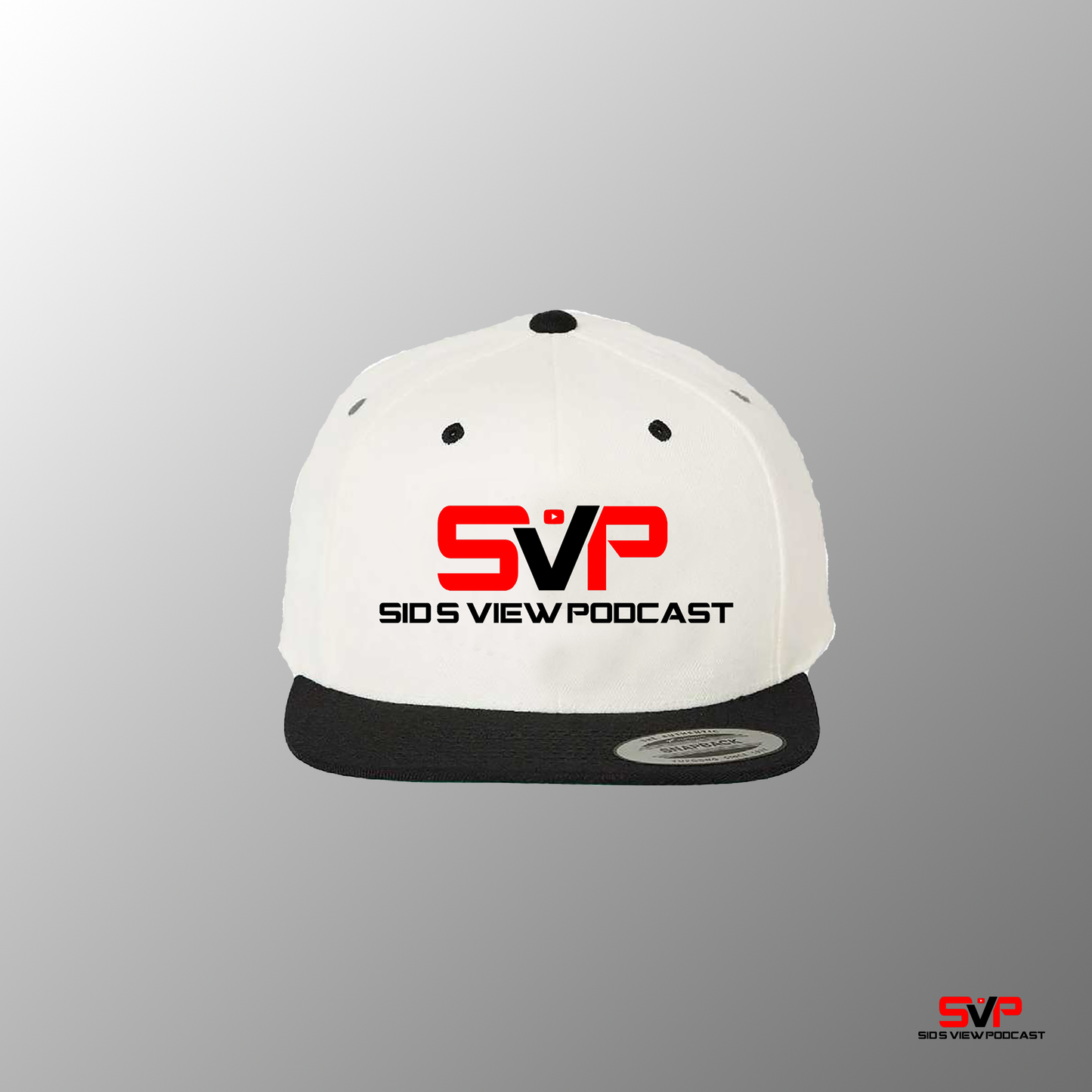 SVP Gaming Logo Flat Brim Snapback Hat - WHITE/BLACK